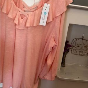 NWT: Coral Falen Ruffle Detail Knit top